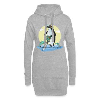 Pêche blanche aux pingouins - Sweat-shirt à capuche long Femme - gris chiné - Devant