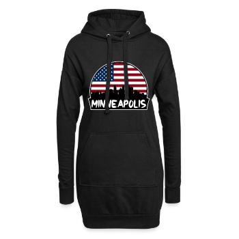 Minneapolis Minnesota USA Flagge Skyline Silhouette - Hoodie-Kleid - Schwarz - Vorne