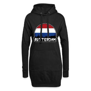 Rotterdam Niederlande Flagge Skyline Silhouette Trav - Hoodie-Kleid - Schwarz - Vorne