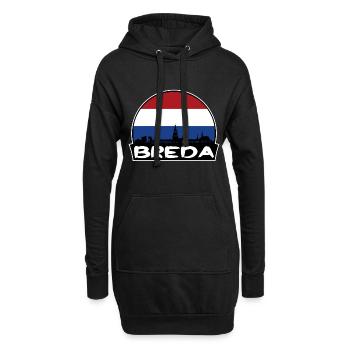 Breda Niederlande Flagge Skyline Silhouette Reisen - Hoodie-Kleid - Schwarz - Vorne