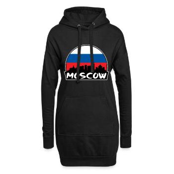 Moscou Russie Flag Skyline Silhouette Voyage - Sweat-shirt à capuche long Femme - noir - Devant