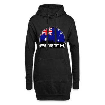 Perth Australien Flagge Skyline Silhouette Reisen - Hoodie-Kleid - Schwarz - Vorne
