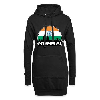 Mumbai Inde Flag Skyline Silhouette Voyage - Sweat-shirt à capuche long Femme - noir - Devant