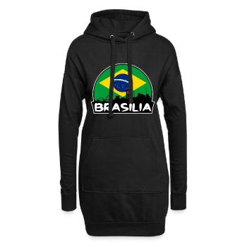 Brasilia Brésil Flag Skyline Silhouette Voyage - Sweat-shirt à capuche long Femme - noir - Devant