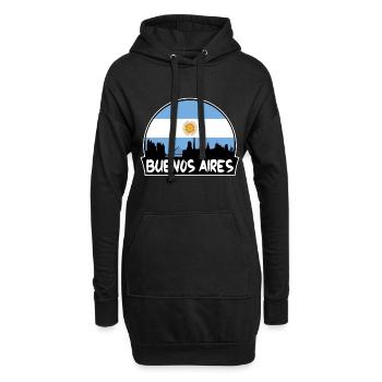 Buenos Aires Argentinien-Flagge Skyline Silhouette Tra - Hoodie-Kleid - Schwarz - Vorne