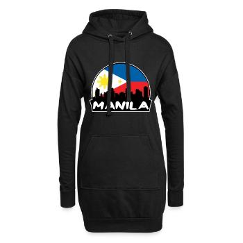 Manille Philippines Flag Skyline Silhouette Voyage - Sweat-shirt à capuche long Femme - noir - Devant