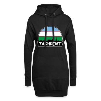 Taschkent Usbekistan Flagge Skyline Silhouette Reisen - Hoodie-Kleid - Schwarz - Vorne