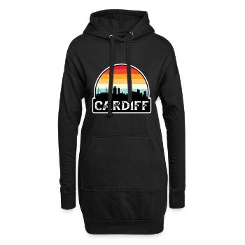 Cardiff Wales Flagge Skyline Reisesouvenir - Hoodie-Kleid - Schwarz - Vorne