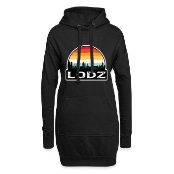 Lodz Pologne Flag Skyline Souvenir de voyage - Sweat-shirt à capuche long Femme - noir - Devant