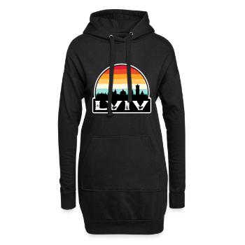 Lviv Ukraine Flag Skyline Souvenir de voyage - Sweat-shirt à capuche long Femme - noir - Devant