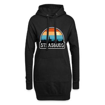 Strasbourg France Flag Skyline Souvenir de voyage - Sweat-shirt à capuche long Femme - noir - Devant