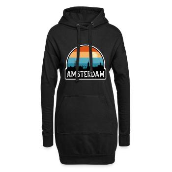 Amsterdam Niederlande Flagge Skyline Reisesouvenir - Hoodie-Kleid - Schwarz - Vorne
