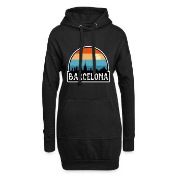 Barcelona Spanien Flagge Skyline Reise-Souvenir - Hoodie-Kleid - Schwarz - Vorne
