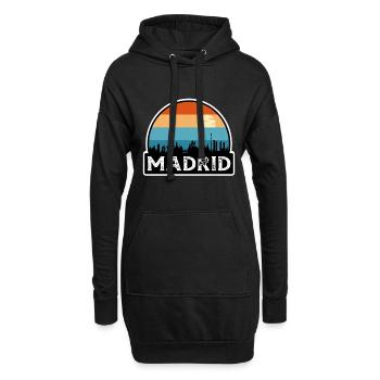 Madrid Espagne Flag Skyline Souvenir de voyage - Sweat-shirt à capuche long Femme - noir - Devant
