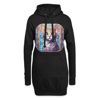 Coloré égyptien Mau Race Peinture Aquarelle - Sweat-shirt à capuche long Femme - noir - Devant