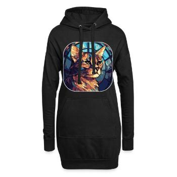 Bunte Aquarellfarbe der braunen Katzenrasse Havanna - Hoodie-Kleid - Schwarz - Vorne