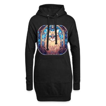 Bunte Birmakatzenrasse Aquarellmalerei - Hoodie-Kleid - Schwarz - Vorne