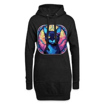 Peinture à l’aquarelle colorée de race de chat Bombai - Sweat-shirt à capuche long Femme - noir - Devant