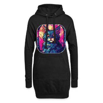Coloré Manx Cat Race Aquarelle Peinture sur Verre - Sweat-shirt à capuche long Femme - noir - Devant
