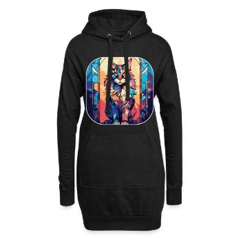 Bunte Maine Coon Katzenrasse Aquarellmalerei - Hoodie-Kleid - Schwarz - Vorne