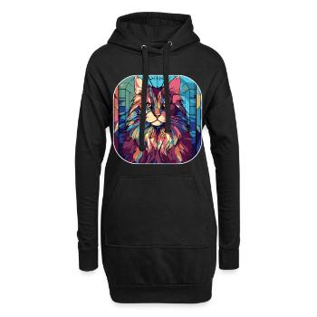 Aquarelle colorée de race de chat de forêt norvégienne - Sweat-shirt à capuche long Femme - noir - Devant