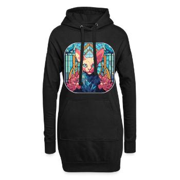 Peinture à l’aquarelle colorée de race de chat Sphynx - Sweat-shirt à capuche long Femme - noir - Devant