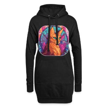Peinture à l’aquarelle colorée de race de chat somalien - Sweat-shirt à capuche long Femme - noir - Devant