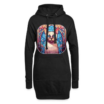 Peinture à l’aquarelle de race de chat tonkinois colorée - Sweat-shirt à capuche long Femme - noir - Devant