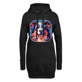 Aquarelle colorée de race de chien de berger australien - Sweat-shirt à capuche long Femme - noir - Devant