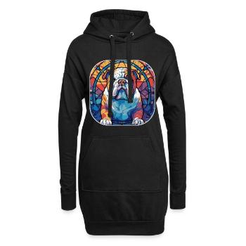 Colorful English Bulldog Dog Breed Watercolor Glas - Hoodie Dress - black - Front