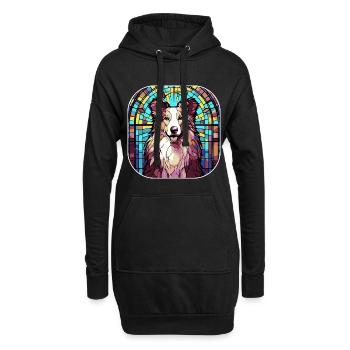 Coloré Collie Dog Breed Aquarelle Glass Paintin - Sweat-shirt à capuche long Femme - noir - Devant