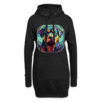 Bunte Rottweiler-Hunderasse Aquarellglas Pai - Hoodie-Kleid - Schwarz - Vorne