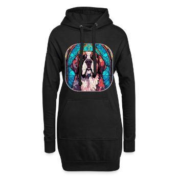 Bunte Bernhardiner-Hunderasse Aquarellglas Pai - Hoodie-Kleid - Schwarz - Vorne