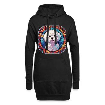 Bunte maltesische Hunderasse Aquarell Glas Painti - Hoodie-Kleid - Schwarz - Vorne
