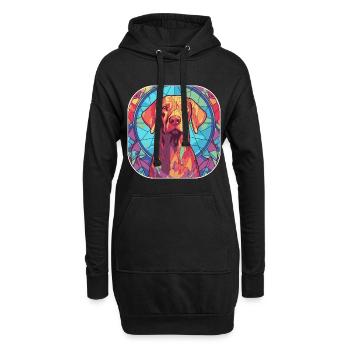 Coloré Vizsla Dog Breed Aquarelle Glass Paintin - Sweat-shirt à capuche long Femme - noir - Devant