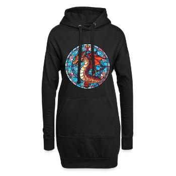 Drache Buntes Aquarell Tier Haustier Illustration - Hoodie-Kleid - Schwarz - Vorne