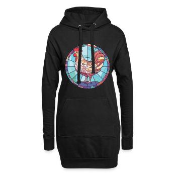 Henne Buntes Aquarell Tier Haustier Illustration - Hoodie-Kleid - Schwarz - Vorne