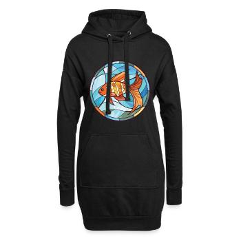 Fisch Buntes Aquarell Tier Haustier Illustration - Hoodie-Kleid - Schwarz - Vorne