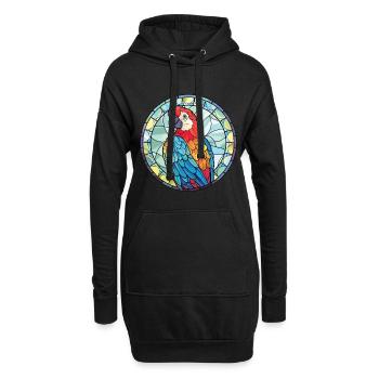 Papagei Buntes Aquarell Tier Haustier Illustration - Hoodie-Kleid - Schwarz - Vorne
