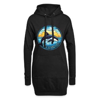 Orca Buntes Aquarell Tier Haustier Illustration - Hoodie-Kleid - Schwarz - Vorne