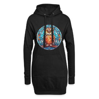 Eule Buntes Aquarell Tier Haustier Illustration - Hoodie-Kleid - Schwarz - Vorne