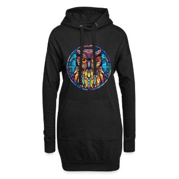 Hibou Aquarelle colorée Animal Animal Illustration - Sweat-shirt à capuche long Femme - noir - Devant