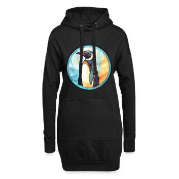 Pinguin Bunte Aquarell-Tierillustration - Hoodie-Kleid - Schwarz - Vorne