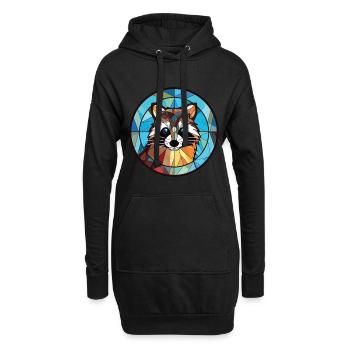 Racoon Colorful Aquarelle Animal Animal Illustration - Sweat-shirt à capuche long Femme - noir - Devant