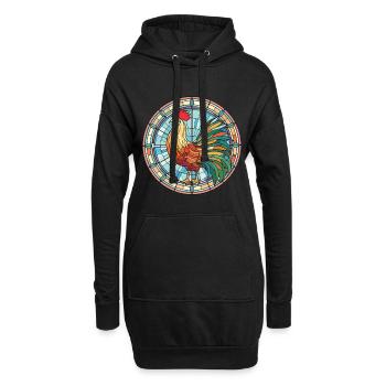 Hahn Bunte Aquarell-Tierillustration - Hoodie-Kleid - Schwarz - Vorne