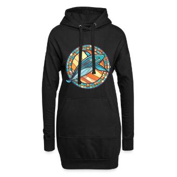 Wal Buntes Aquarell Tier Haustier Illustration - Hoodie-Kleid - Schwarz - Vorne