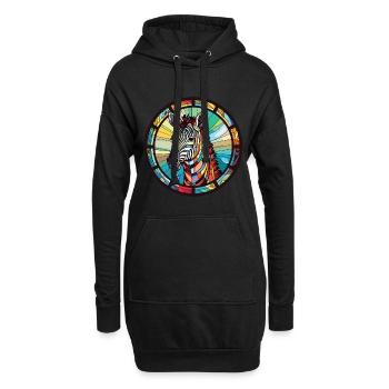 Zebra Buntes Aquarell Tier Haustier Illustration - Hoodie-Kleid - Schwarz - Vorne