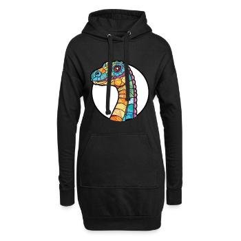 Dinosaurier Bunte Aquarell-Tierillustration - Hoodie-Kleid - Schwarz - Vorne