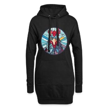 Henne Buntes Aquarell Tier Haustier Illustration - Hoodie-Kleid - Schwarz - Vorne