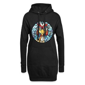 Henne Buntes Aquarell Tier Haustier Illustration - Hoodie-Kleid - Schwarz - Vorne